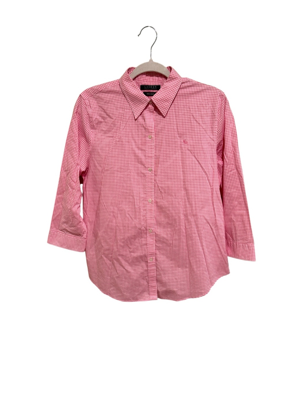 Lauren Ralph Lauren Pink Gingham Collared Button-Down Shirt - Size Small